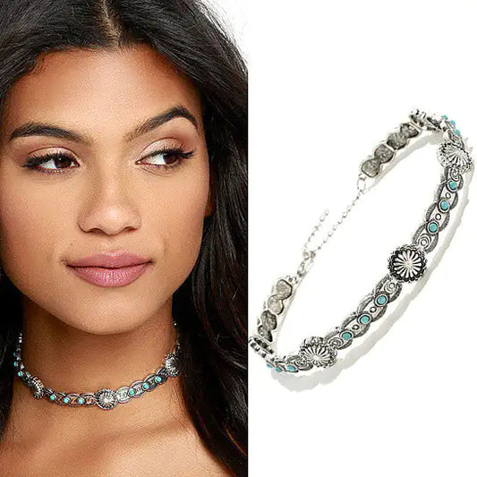 Antique Finish Blue Moon Choker