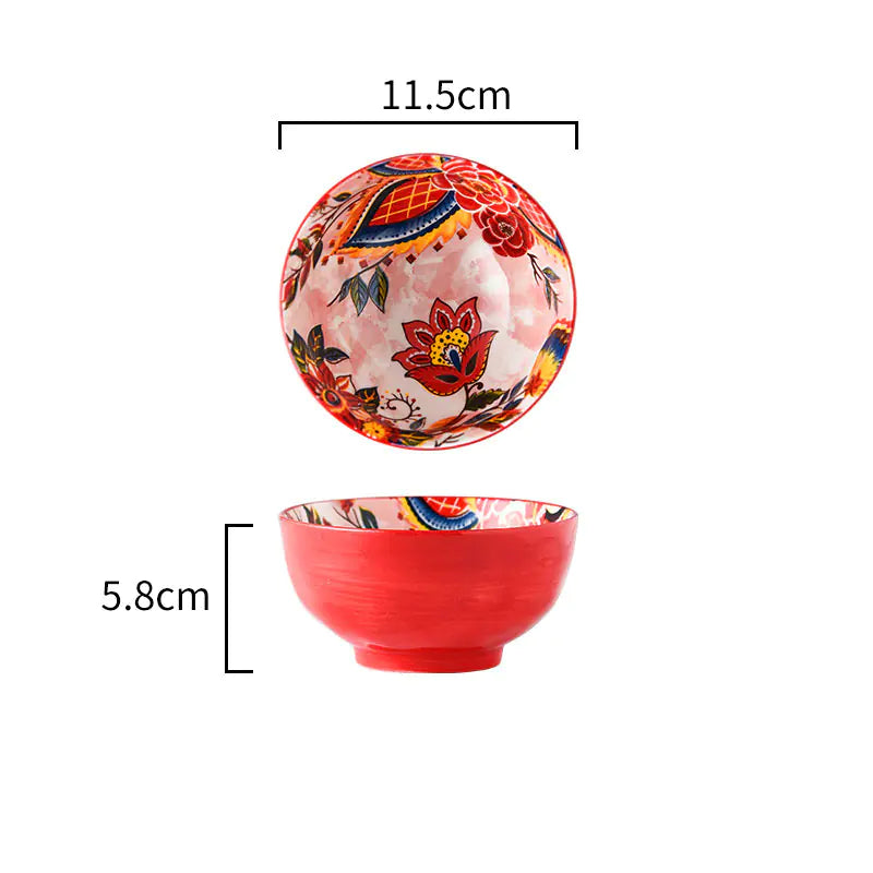 Japanese Style Painted Ceramic Bowl and Plate Set Kia Day Design