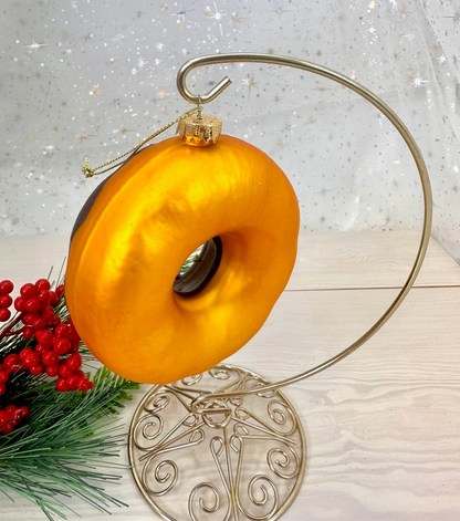 Chocolate Donut Blown Glass Ornament - - Christmas >> Ornaments >> Glass