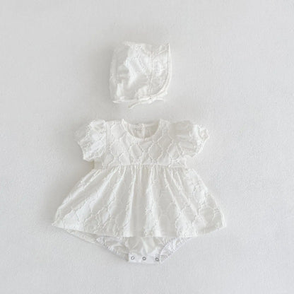 Bubble Short Sleeve Infant Dress white