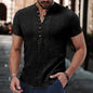 2023 Men's Casual V-Neck Button Short Sleeve Shirt - Kia Day Design