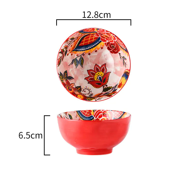 Japanese Style Painted Ceramic Bowl and Plate Set Kia Day Design