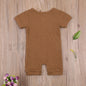 Solid Color Short Sleeve Round Neck Button Baby Playsuit Kia Day Design
