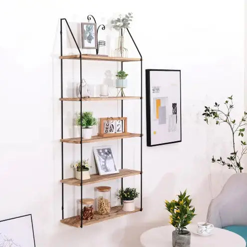 Gardenia Floating Shelf With Metal Brackets, Wall Mounted Rustic Wood Wall Storage, Decorative Hanging Display For Trophy Kia Day Design