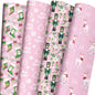 ZINTBIAL Pink Christmas Wrapping Paper for Kids Adults - Xmas Wrapping Paper with Nutcracker Stockings Reindeer Christmas Trees Designs - 28 x 40 Inches 6 Jumbo Sheets - Easy to Store Kia Day Design