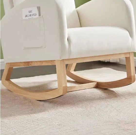 Beige Velvet Rocking Chair - - rocking chair