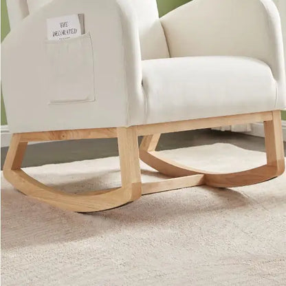Beige Velvet Rocking Chair - - rocking chair