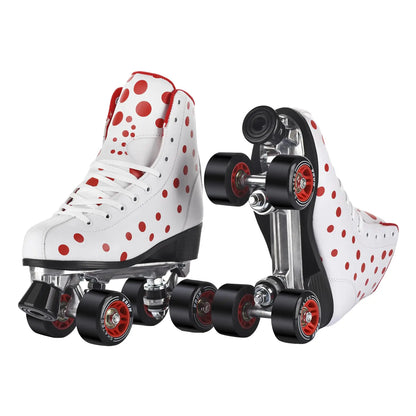 White High-top Double Row-Classic Roller Skates - White Red Women 9 Men 7 - skates