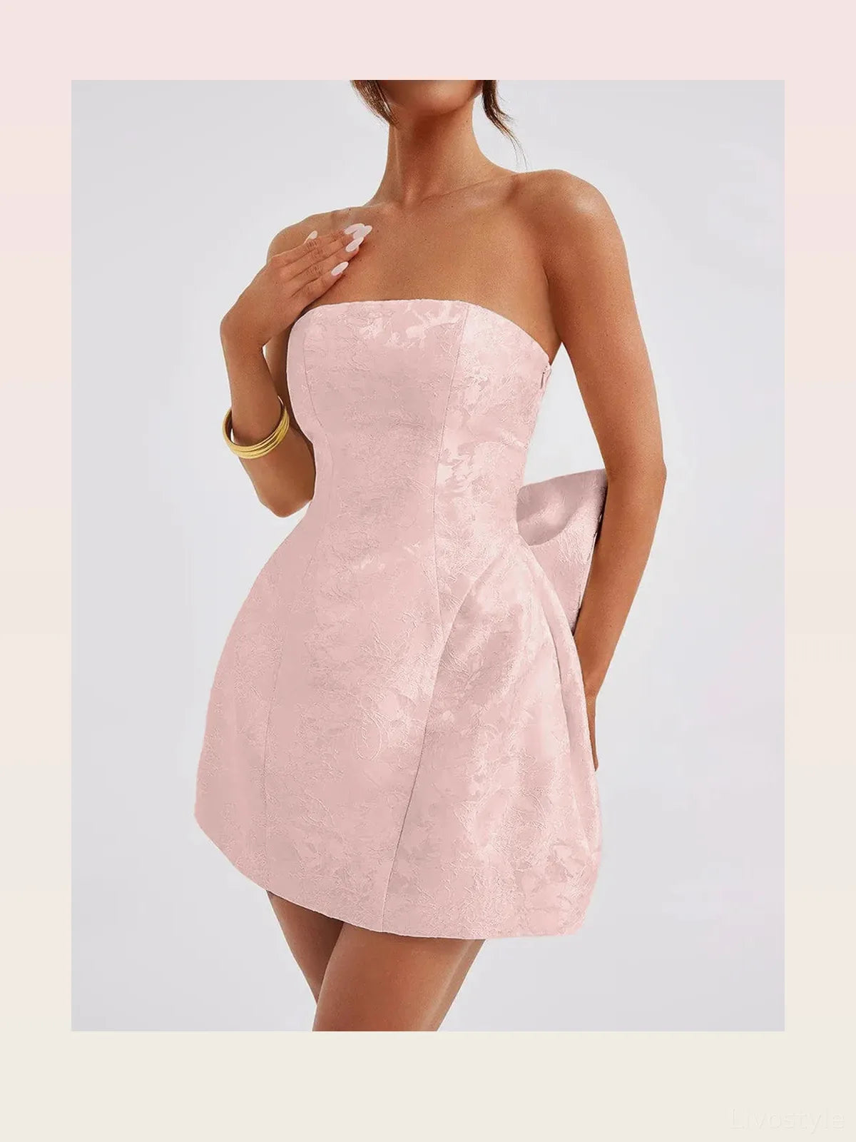 Elegant Sleeveless Satin Mini Dress with Lace-Up and Bow Detail - -