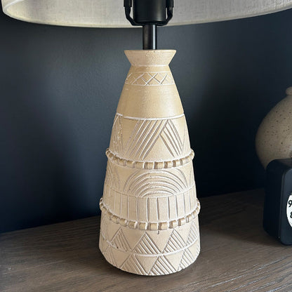 Intricate Beige Bedside Table Lamp - - Sale