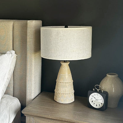 Intricate Beige Bedside Table Lamp - - Sale