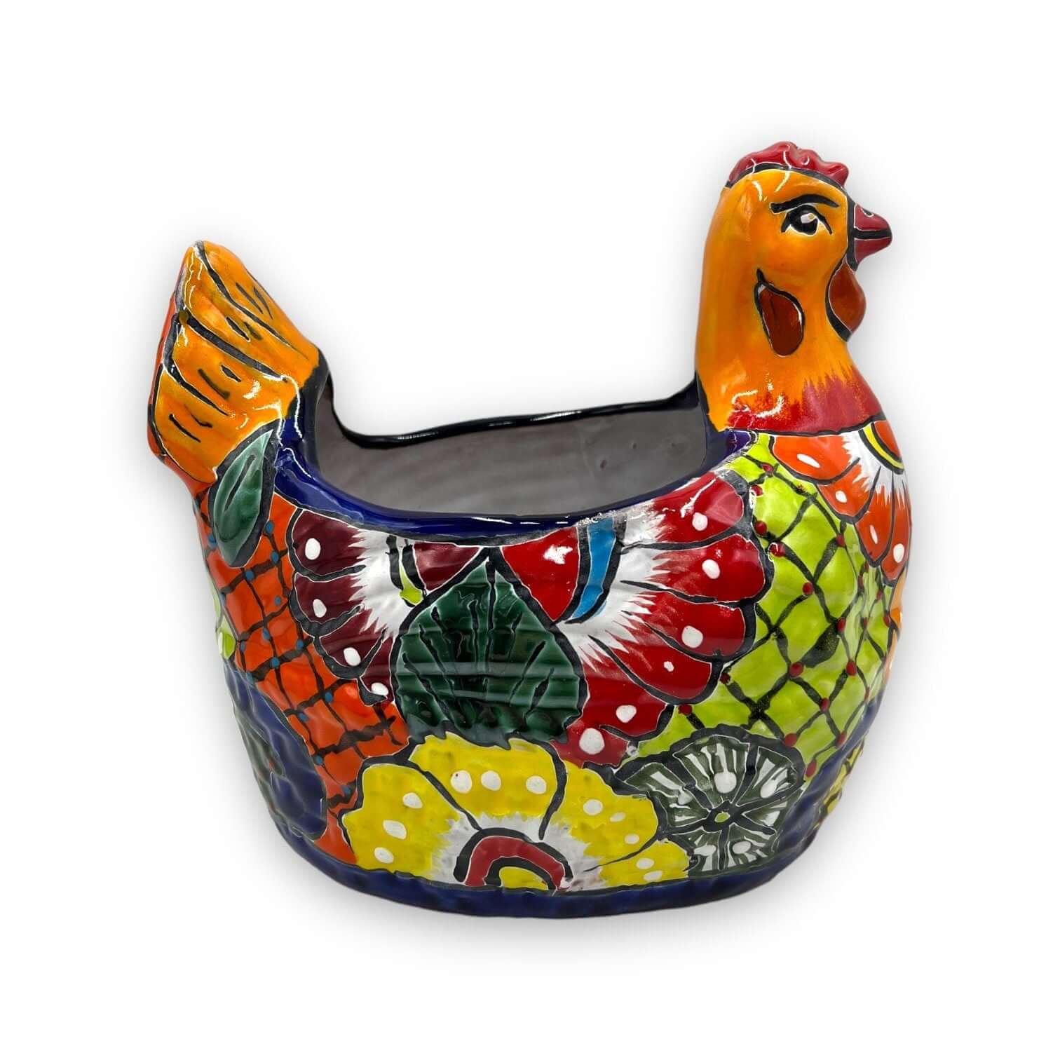 Large Talavera Chicken Planter Hand-Painted Mexican Pottery Statue - - Talavera Planter