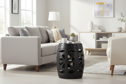 Large Round Metal Coffee Table - - table