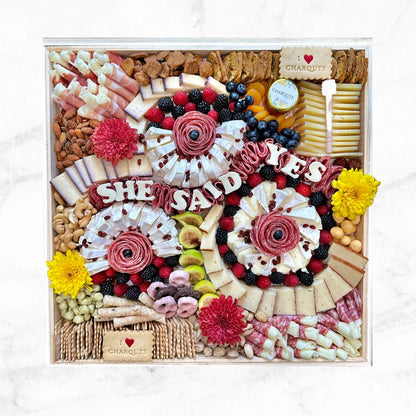 Large Square Lazy Susan Charcuterie Board - -