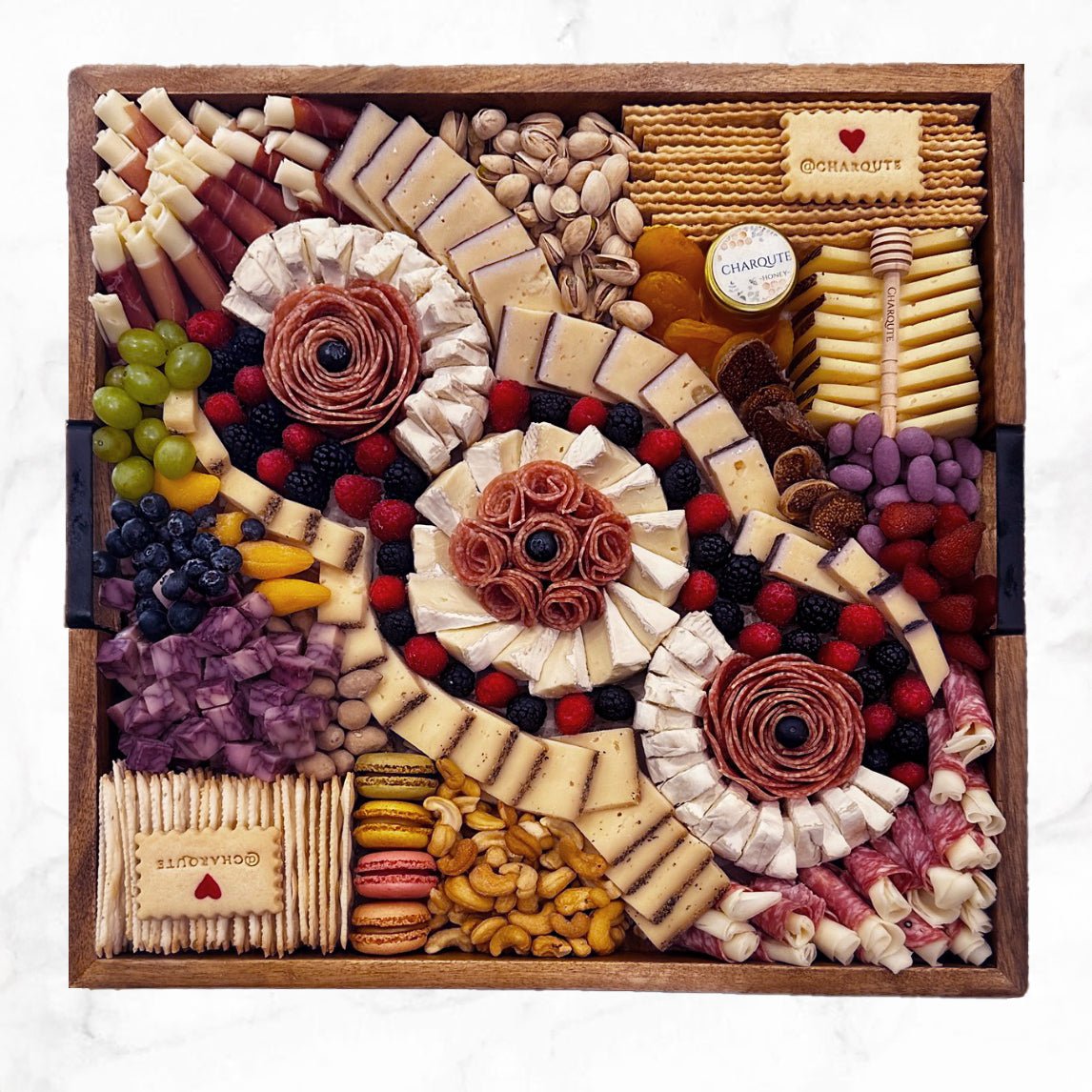 Large Square Lazy Susan Charcuterie Board - -