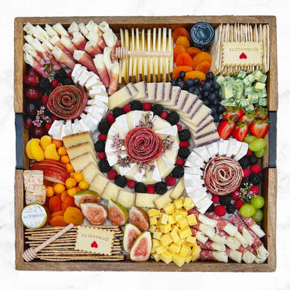 Large Square Lazy Susan Charcuterie Board - -