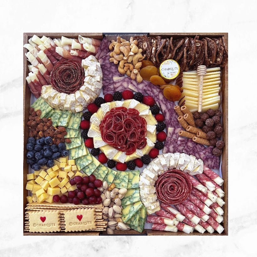 Large Square Lazy Susan Charcuterie Board - -