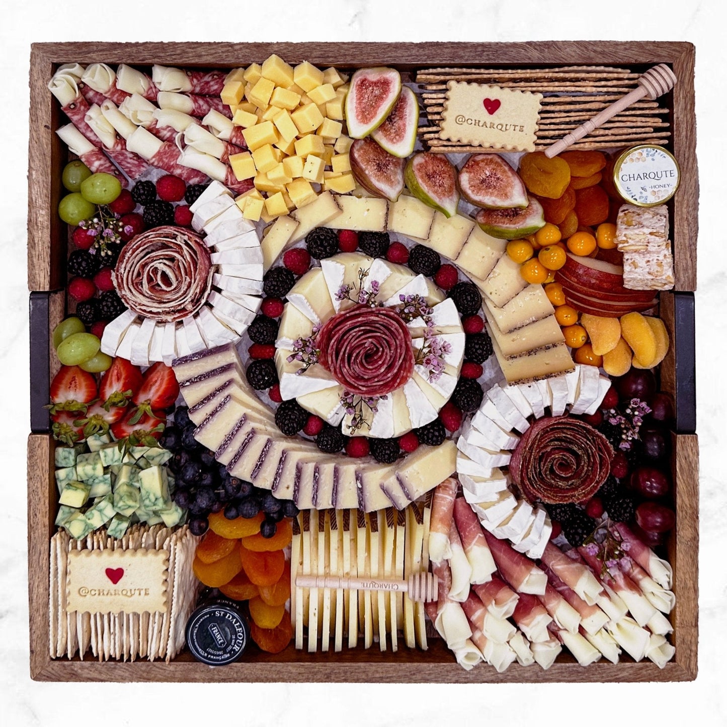 Large Square Lazy Susan Charcuterie Board - -