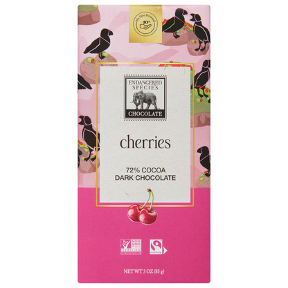 Endangered Species Dark Chocolate, Cherries, 72% Cocoa - - 0