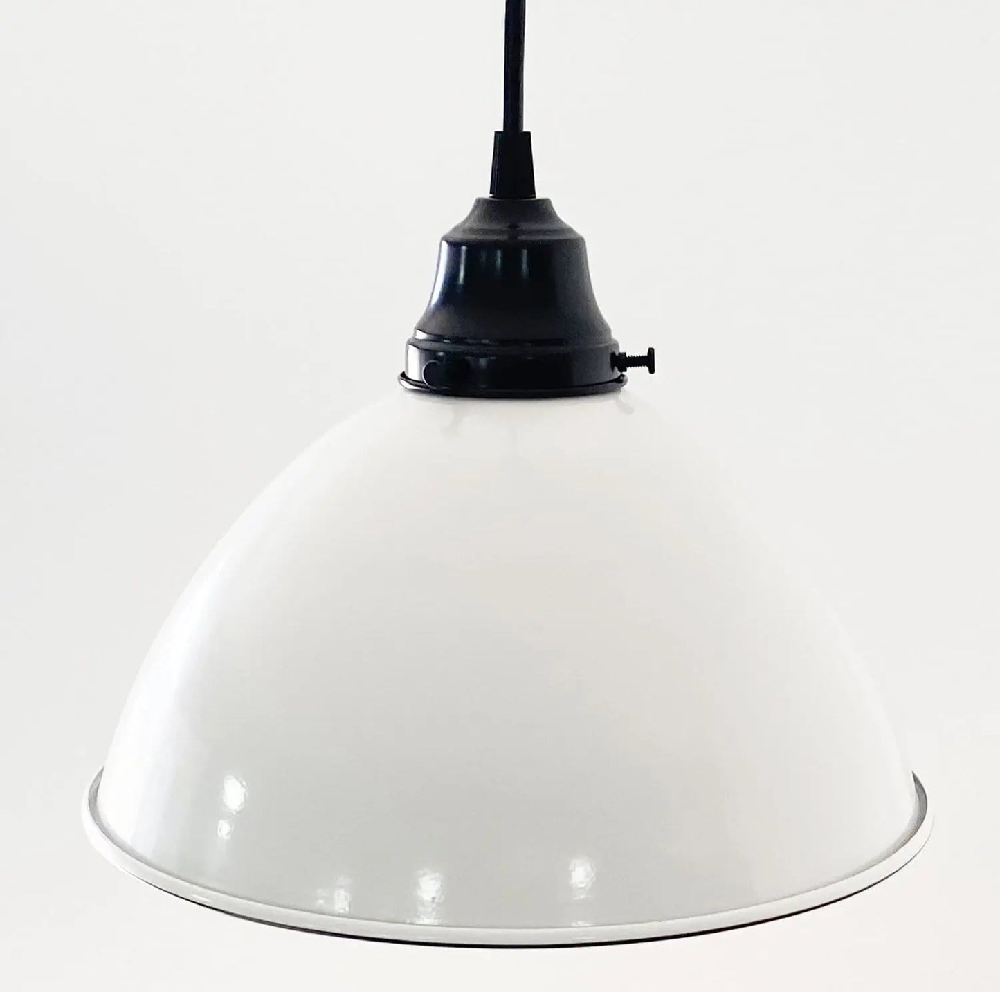 Large White Enamel Farmhouse Pendant Light - - Farmhouse Lighting