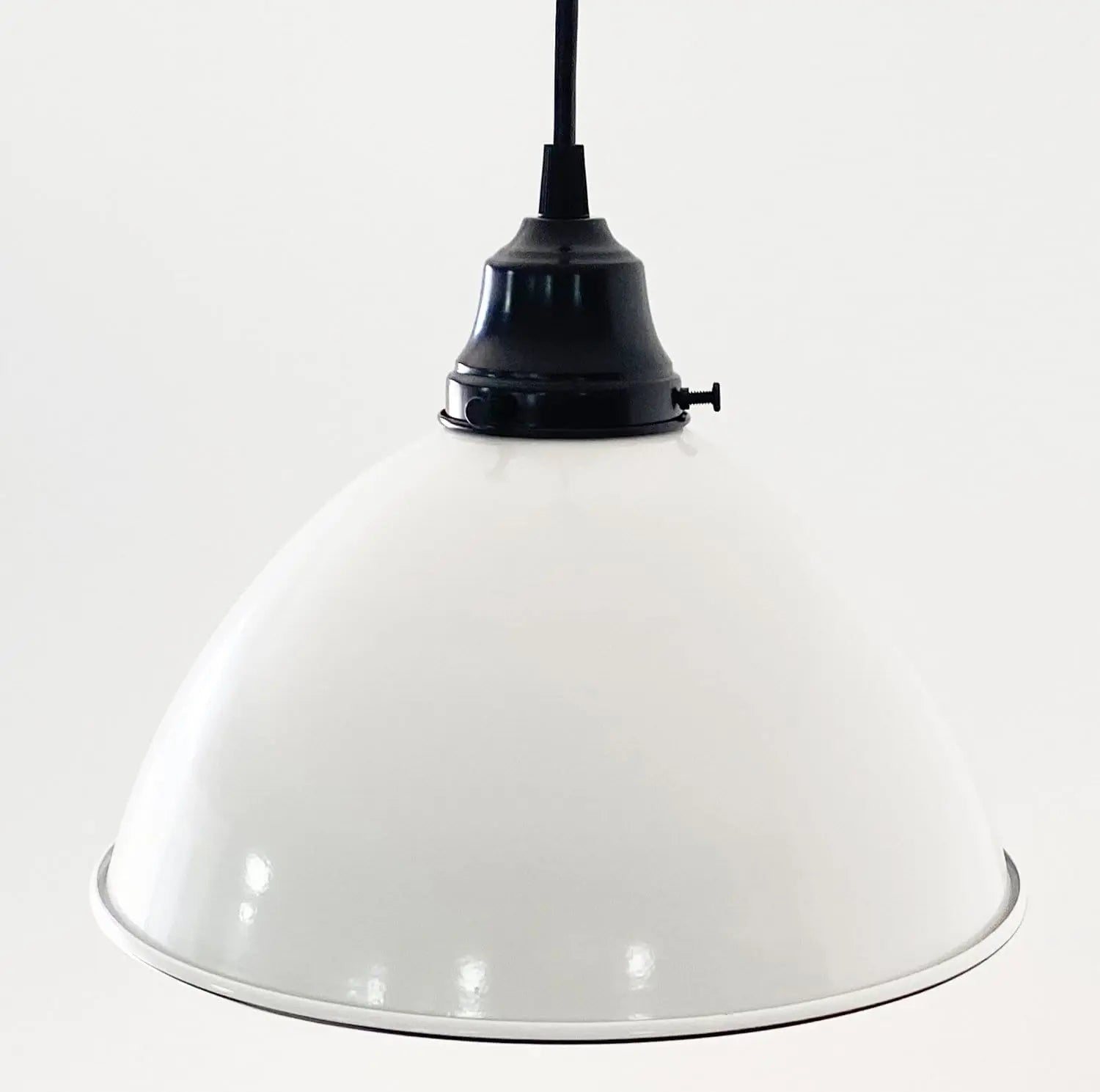Large White Enamel Farmhouse Pendant Light - - Farmhouse Lighting