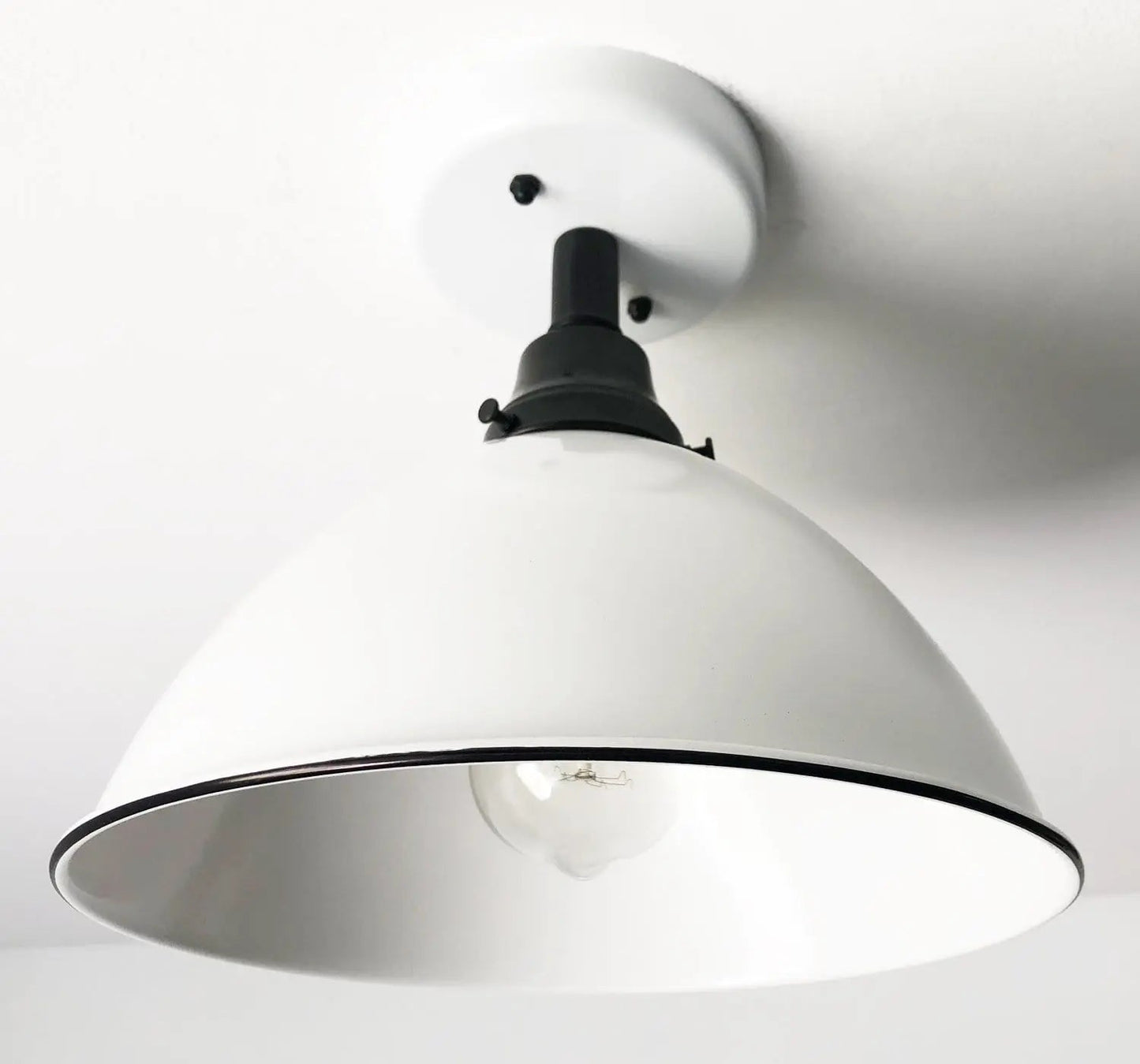 Large White Enamel Modern Farmhouse Ceiling Lighting - - Farmhouse Lighting