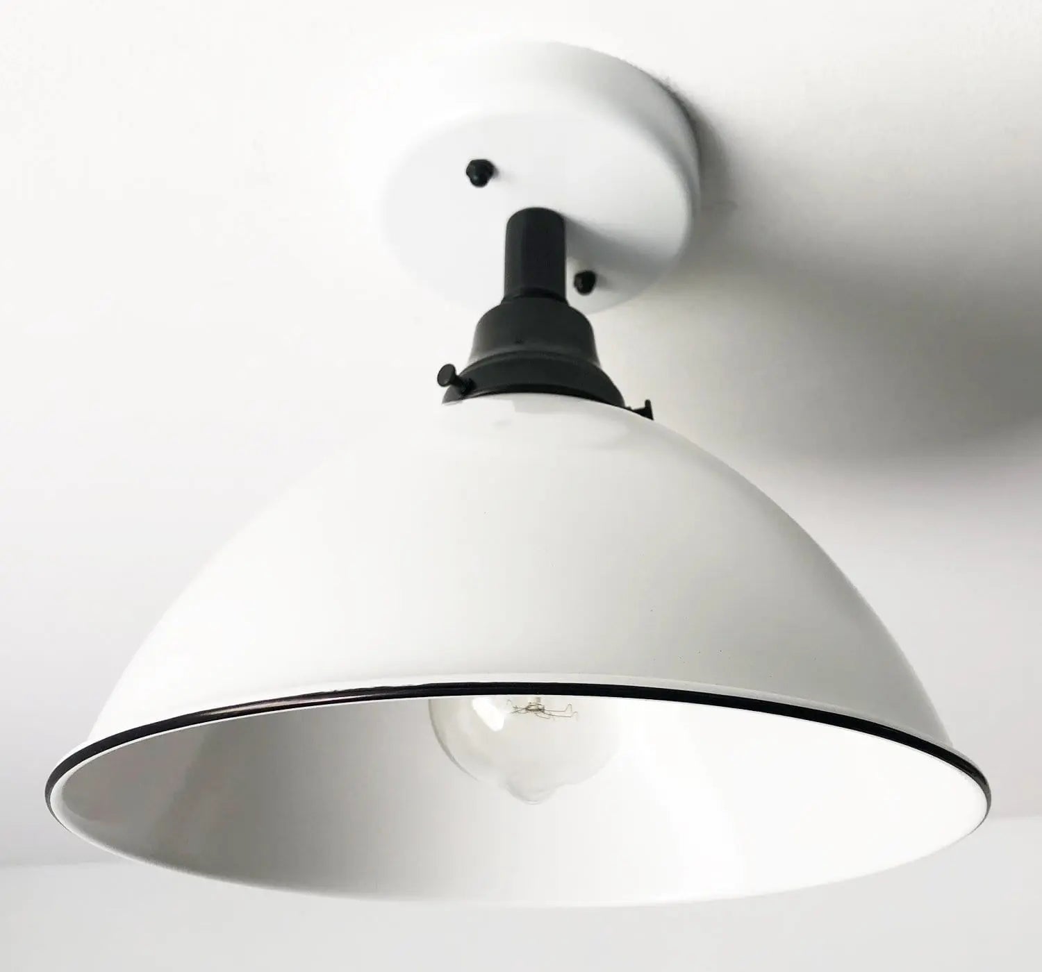 Large White Enamel Modern Farmhouse Ceiling Lighting - - Farmhouse Lighting