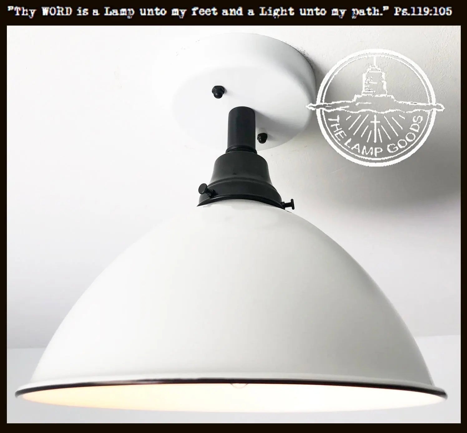 Large White Enamel Modern Farmhouse Ceiling Lighting - Bronze Accents - Farmhouse Lighting