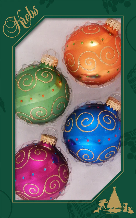 Krebs Value Glass Ornament 4 pack - Candy Brights - Default Title - Christmas >> Ornaments >> Glass