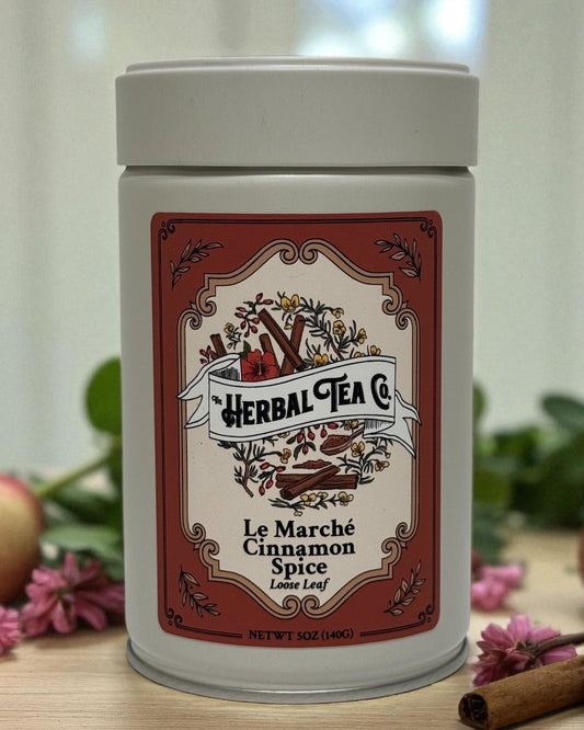 Le Marché Cinnamon Spice Herbal Tea - Tin - 45 servings - Tea