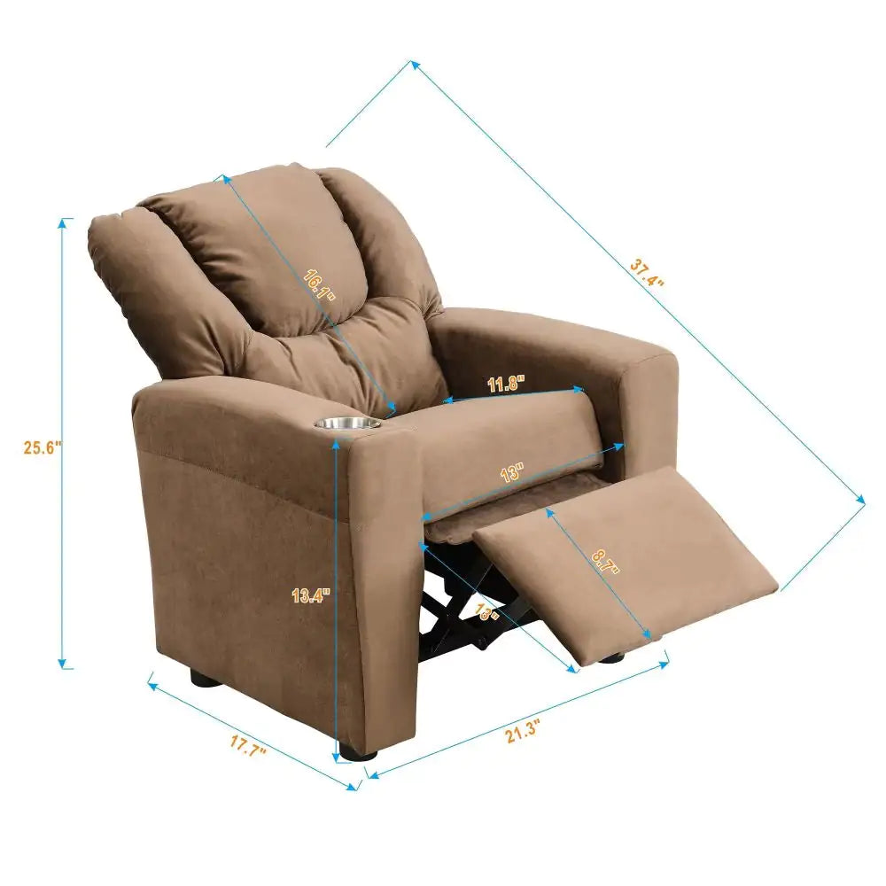 Kids Upholstered Chair With Cup Holder - - chair