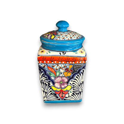 Set of 3 Light Blue Talavera Canister Set Mexican Pottery - - Talavera Canister Set