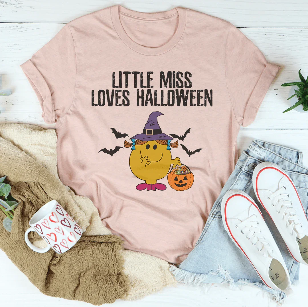 Little Miss Loves Halloween Tee - Heather Prism Peach -