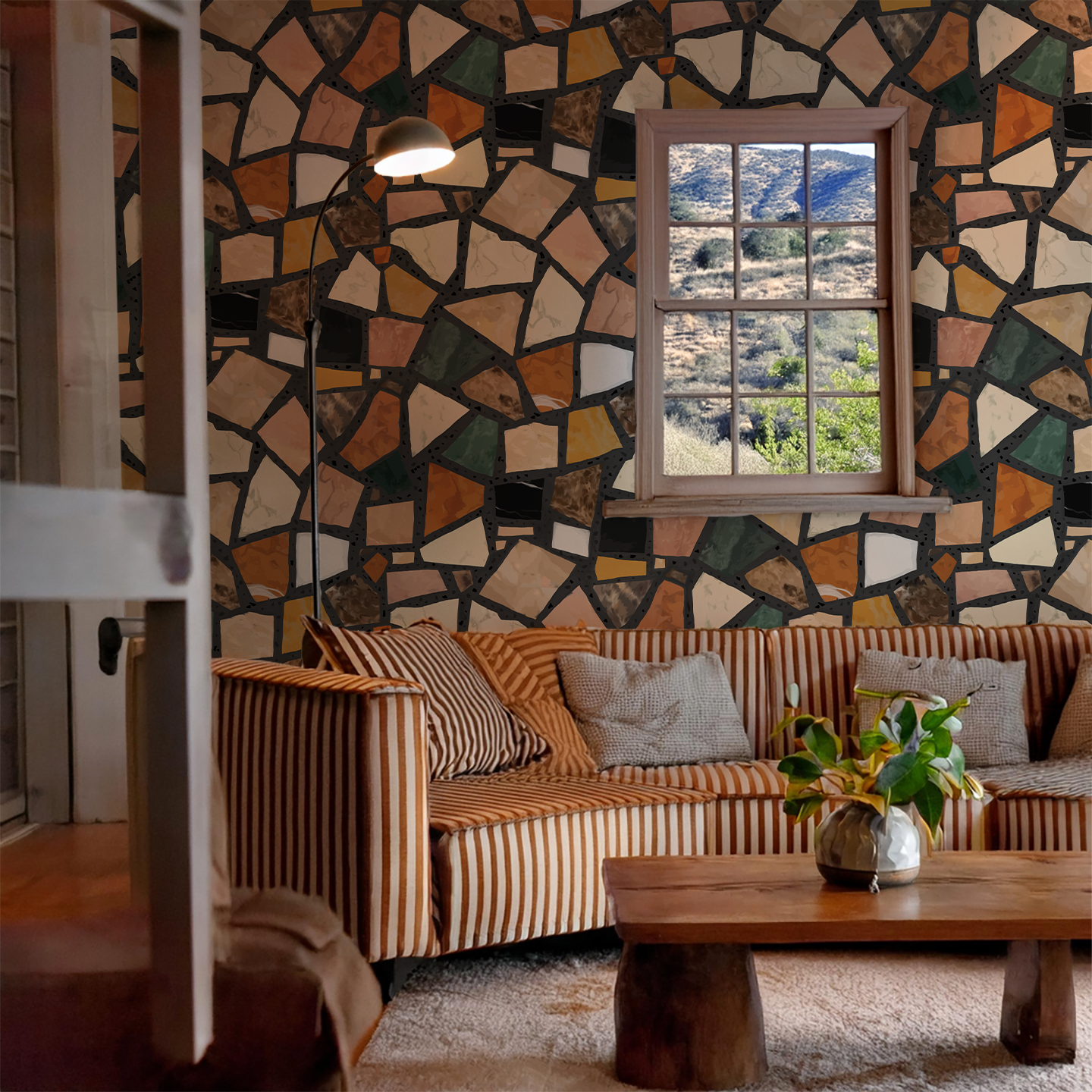 Dolce Terrazzo Wallpaper, black- Samantha Santana Creative- {{Product type}}