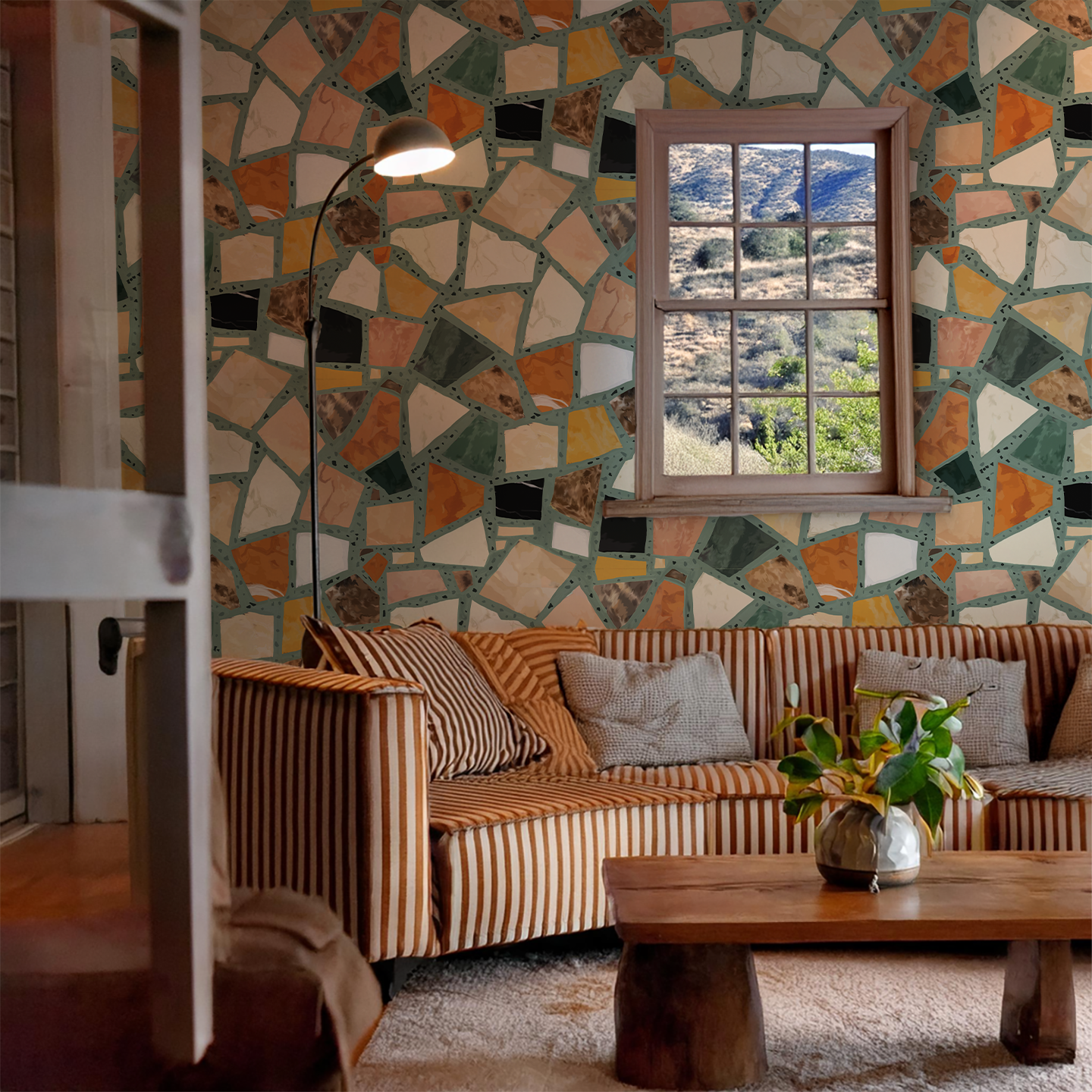 Dolce Terrazzo Wallpaper, teal- Samantha Santana Creative- {{Product type}}