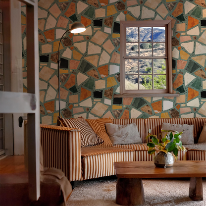 Dolce Terrazzo Wallpaper, teal- Samantha Santana Creative- {{Product type}}