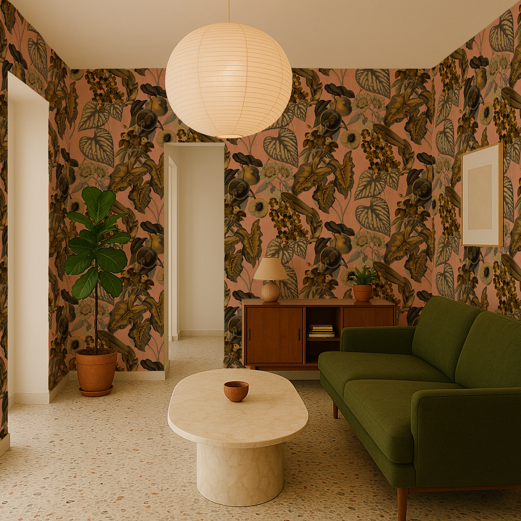 Cali Tropicale Wallpaper, peach and yellow- Samantha Santana Creative- {{Product type}}