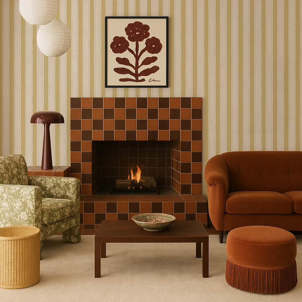 Riviera Stripe Wallpaper, off-white and butter yellow- Samantha Santana Creative- {{Product type}}