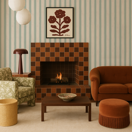 Riviera Stripe Wallpaper, off-white and mint - - Wallpaper