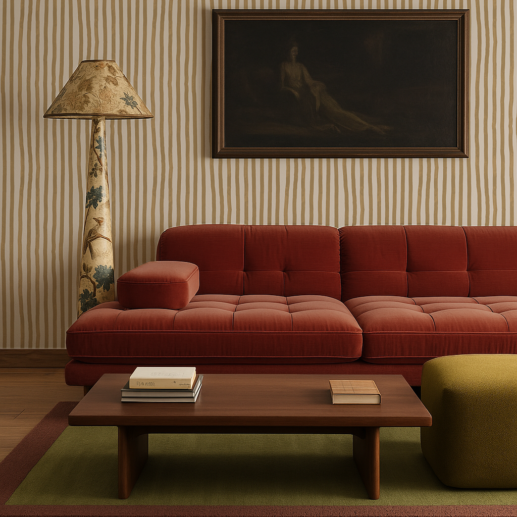 Dolce Stripe Wallpaper, off-white and butter yellow- Samantha Santana Creative- {{Product type}}