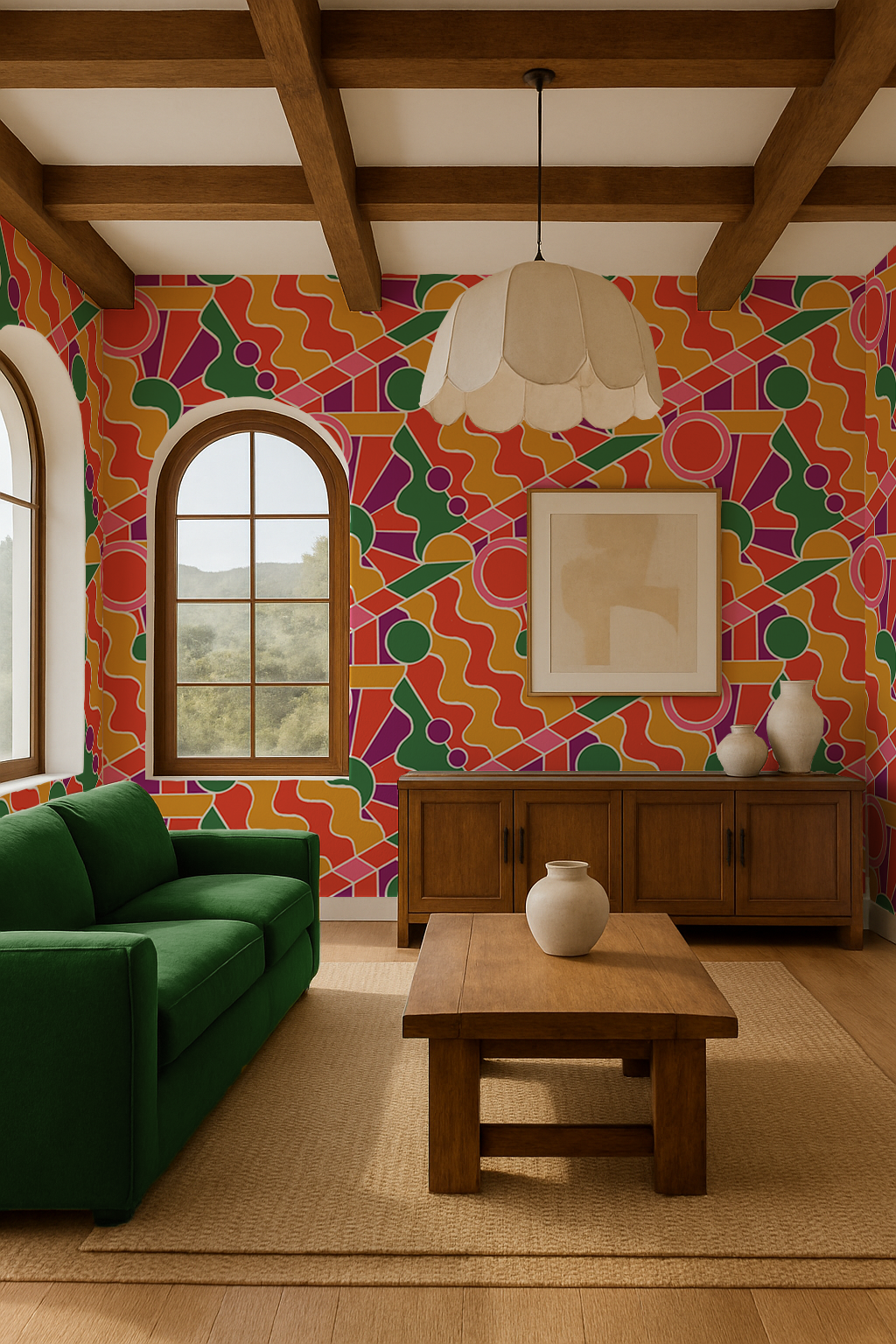 Day Trippin' Wallpaper, purple, red, yellow and green- Samantha Santana Creative- {{Product type}}