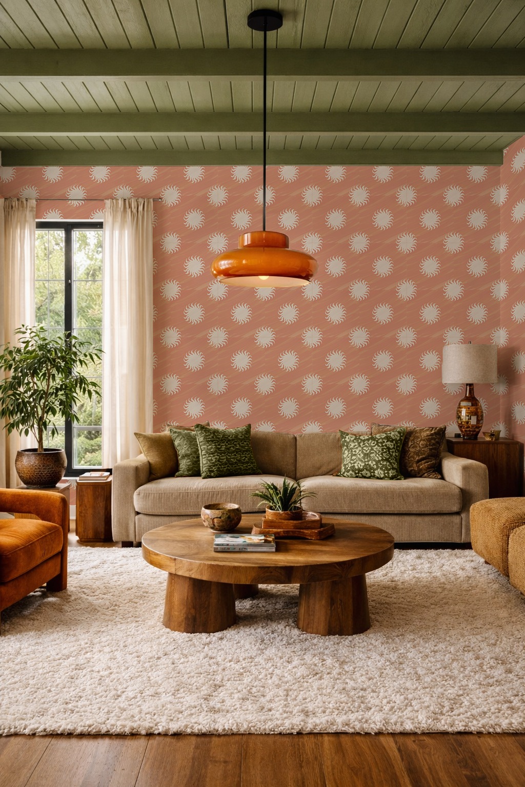 Sol Wallpaper, terra cotta and off-white- Samantha Santana Creative- {{Product type}}
