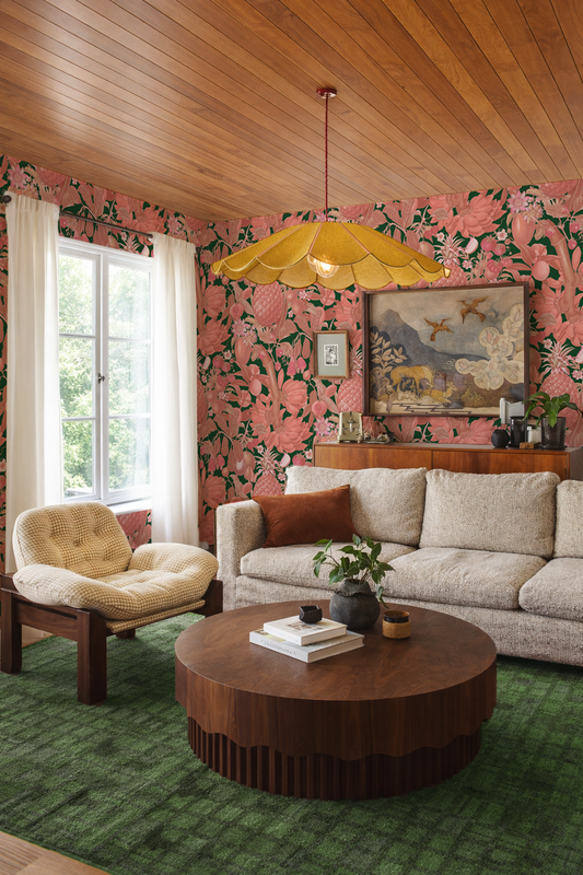 Juicy Fruit Wallpaper Dark Green and Pink - - Wallpaper