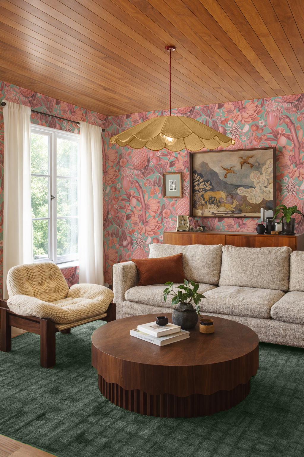 Juicy Fruit Wallpaper, mint and coral- Samantha Santana Creative- {{Product type}}