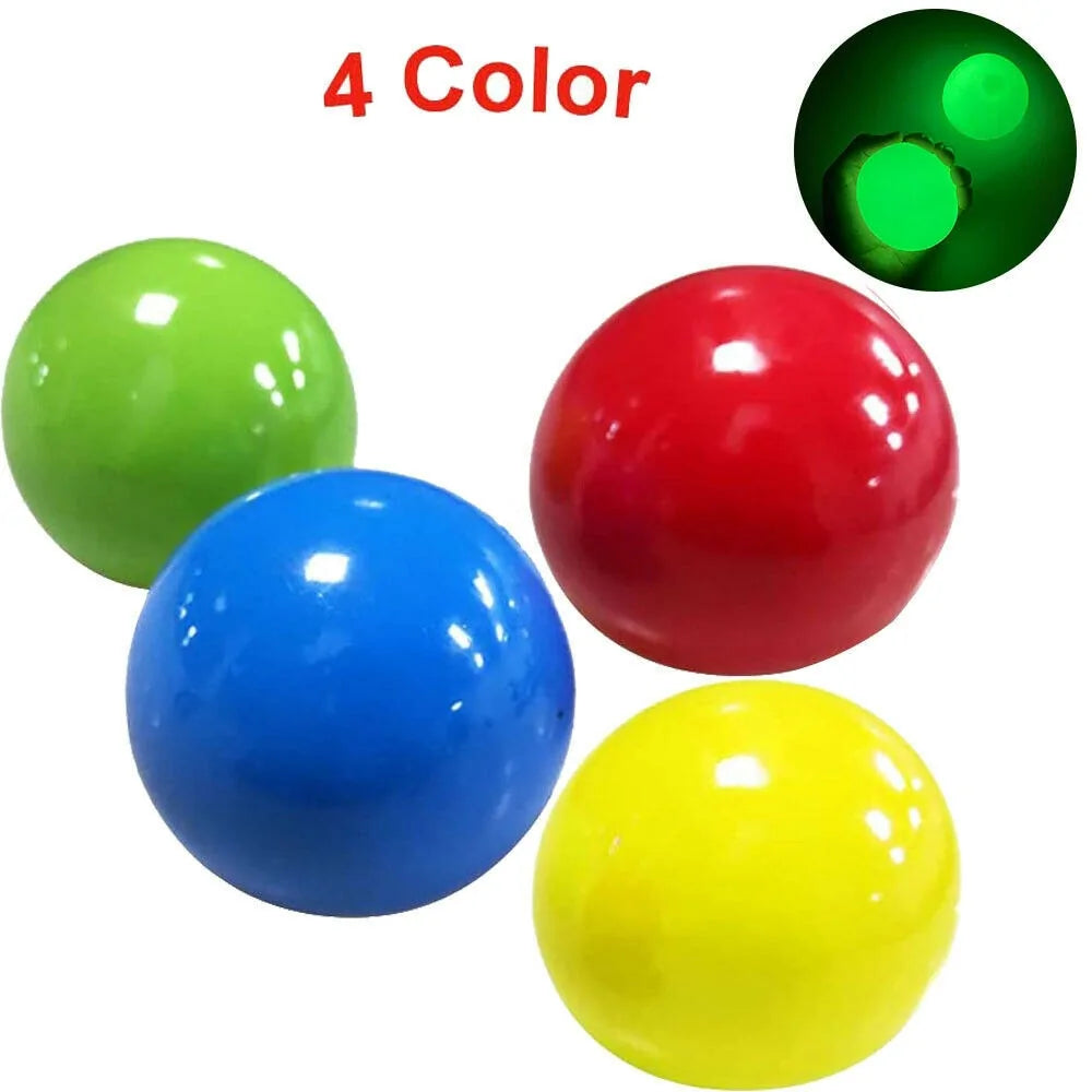 4PCs Luminous Sticky Wall Balls Stress Reliever Squishy Toys