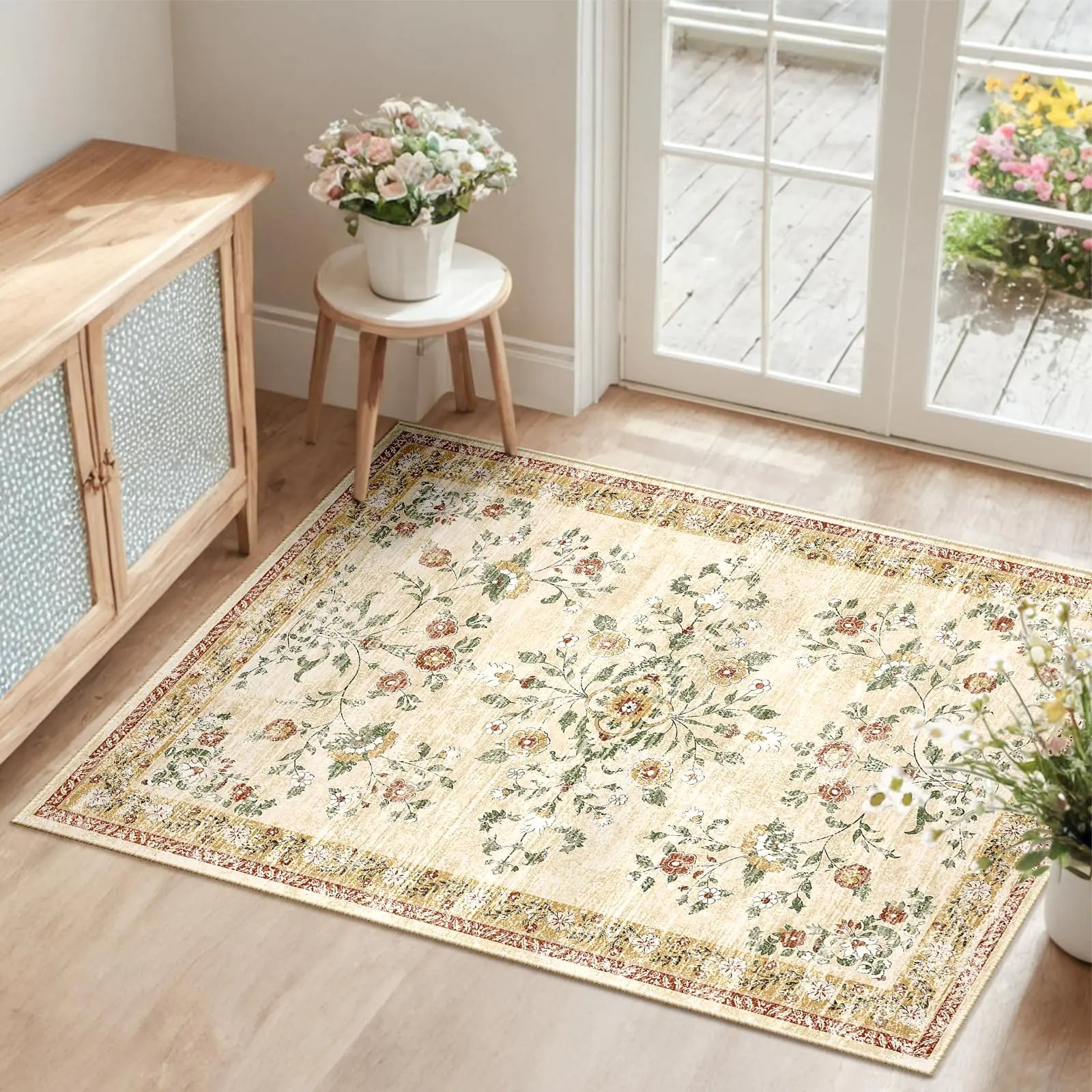 Washable Non-Slip Floral Print Pattern Rugs - Kia Day Design