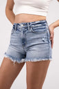 Raw Frayed Hem Ripped Denim Shorts S Light Blue