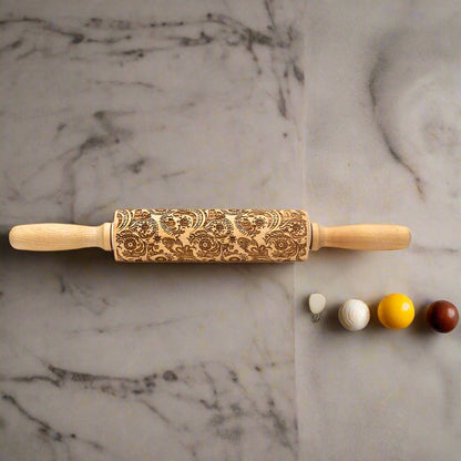 Wooden Embossed Rolling Pin - Kia Day Design