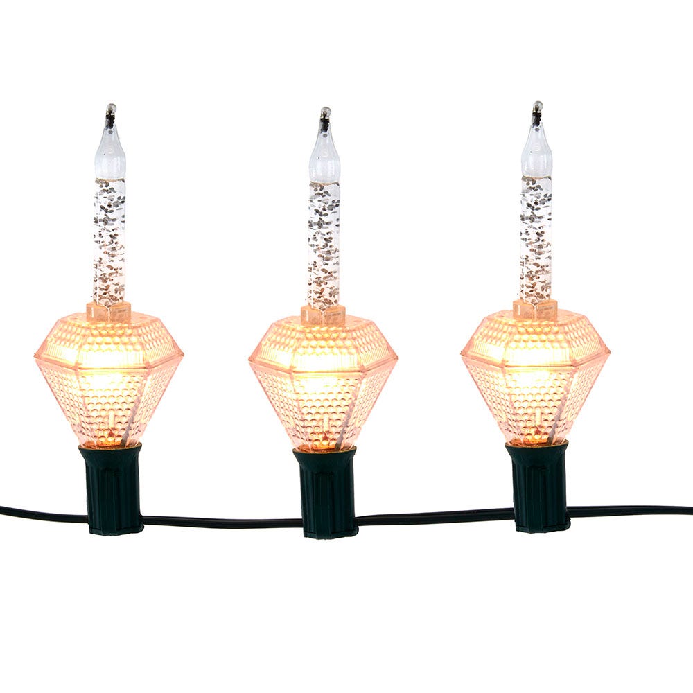 7-Light Silver Glitter Diamond Bubble Light Set - Default Title - Christmas >> Lighting