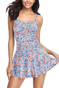 SHEKINI Womens Crossover Ruched Skirt One Piece Swimdress Medium - Blue Medium - swimwear